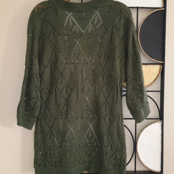 4/$25 Open Front Green Knit Cardigan - Picture 2 of 7